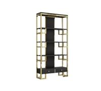 Scaffale per libri in acciaio inox moderno leggero di lusso scaffale creativo espositore per ufficio libreria in ferro battuto semplice soggiorno nizer (colore: nero Dimensioni: M 100 x 30 x 200 cm)