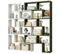 Scaffale per libri in legno massello regolabile estensibile a 6 livelli, libreria moderna a cubo alta e grande, scaffale ad angolo orizzontale, organizer aperto in legno naturale per soggiorno H