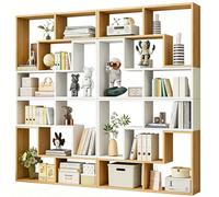 Scaffale per libri in legno massello regolabile estensibile a 6 livelli, libreria moderna a cubo alta e grande, scaffale ad angolo orizzontale, organizer aperto in legno naturale per soggiorno M
