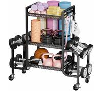 Scaffale per manubri con supporto per tappetino da yoga, organizer per palestra domestica per kettlebell, blocchi yoga, attrezzature per il fitness