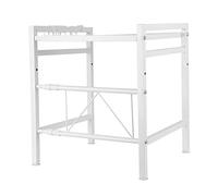 Scaffale per microonde (2 livelli), poiché piedini antiscivolo e gommati - Scaffale estraibile per microonde da 40 - 64 cm espandibile con 6 ganci (2 piani, bianco, 40 - 64 x 36,5 x 45 cm)