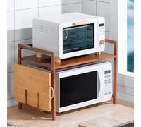 Scaffale per microonde, doppio ripiano resistente con cassetto, perfetto per l'organizzazione della cucina e l'uso sul piano di lavoro