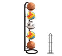 Scaffale per pallacanestro, a 5 livelli, supporto per palloni, verticale, supporto rimovibile, organizer per garage per attrezzature sportive per calcio, pallavolo