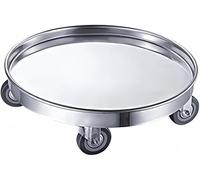 Scaffale per Pentole in Acciaio Inossidabile, Carrello Rotondo in Acciaio Inossidabile, Vassoio per Piattino con Ruote, Base Mobile per Bombole del Gas, Carrello per Pallet per Pian, Silver-52x17cm
