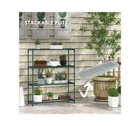 Scaffale per piante in acciaio Outsunny a quattro livelli, nero, resistente, multiuso, per uso industriale