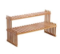 Scaffale per piante in bambù a 2 ripiani, supporto per vaso da fiori multifunzione fai da te da scrivania da balcone, organizer per armadio per soggiorno, camera da letto, camera da letto, salvaspazio