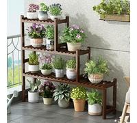 Scaffale per piante in bambù, supporto per fiori a più livelli e scaletta per interni ed esterni, robusto organizer in bambù per piante in vaso, 90 x 15 x 80 cm