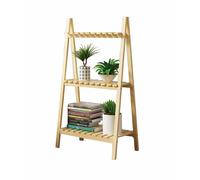Scaffale per piante in legno chiaro 3 ripiani supporto multifunzione 90x50cm