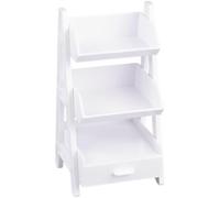Scaffale per piante in miniatura, scala 1/12, mobili per case delle bambole con design a 3 livelli, mini espositore in plastica bianca con cassetto, accessori per modelli di simulazione, 13 x 6,9 x