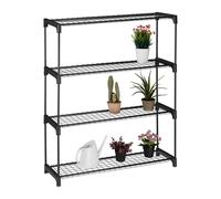 Relaxdays Scaffale Porta Piante, 4 Ripiani Portapiante in Vaso, Fiori e Erbe, Acciaio e Plastica, HLP 106x91x28 cm, Nero, 106 x 91 x 28 cm