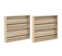 Scaffale per riviste, 2 pezzi, rovere Sonoma, 80 x 12 x 70 cm, montaggio a parete con 2 ripiani, salvaspazio, per soggiorno, ufficio, corridoio, per riporre riviste, riviste, libri, volantini