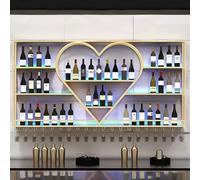 Scaffale per scaffali a parete a muro di vino con supporto in vetro, mensole a liquore in ferro appeso, ripiani a parete galleggiante, portabicchieri moderni, porta bottiglia di vino in metallo per
