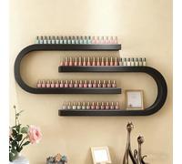 Scaffale per scaffali per bottiglia per smalto per unghie montato a parete, porta di stoccaggio del profumo ad a forma di U, supporto per salone multifunzionale/beauty/unghie (Black, 2-piece set)