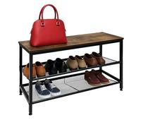 Scaffale per Scarpe Relaxdays Industrial, 2 Ripiani, HLP: 45 x 80 x 30 cm, scarapiatto, ripiano in Legno, Nero/Marrone