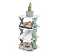 Scaffale per scarpe verticale 4 livelli impilabile, verde/bianco