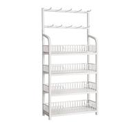 Scaffale per snack a 4 5 livelli con guardrail, grande espositore per patatine fritte per negozi di uffici, frutta e verdura organizer da cucina (colore: bianco, taglia L 50 cm)
