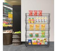 Scaffale per snack con rotelle, espositore per caramelle, dolci e snack, bancarella e supporto per riporre oggetti croccanti per un facile accesso