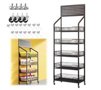 Scaffale per snack del supermercato Grande espositore da terra per la vendita al dettaglio, Supporto organizzatore per patatine fritte a 5 livelli con gancio e ruota, Scaffale per carrello snack frutt