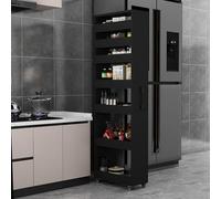 Scaffale per spezie con ruote, mensola portaoggetti da cucina a doppia faccia, in legno mobile per piccoli spazi, carrello da cucina stretto accanto al frigorifero, design durevole