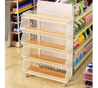 Scaffale per supermercato commerciale a 5 ripiani, grande espositore per snack al dettaglio, espositore per scaffali per supermercati, facile da montare, con ruote, per dispensa, cucina, home theate