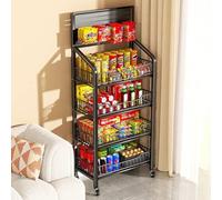 Scaffale per supermercato espositore a 4 strati, negozi al dettaglio snack shop rack medicine stand con ganci, casa cucina frutta verdura organizer porta sacchetti di patatine (colore: nero