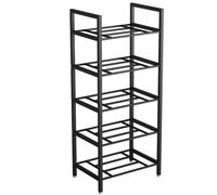 Scaffale per tappetino da yoga a 5 strati, organizer per attrezzi fitness da pavimento con piedini regolabili per studio di yoga casa palestra, supporto per articoli sportivi a bassa capacità (nero)