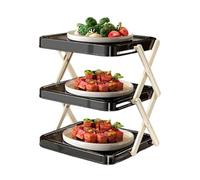 Scaffale per vassoi da cucina multistrato - Espositore per piatti da cucina a 3 strati | Supporto per la preparazione dei pasti versatile | Per Chef Preparati per pasti per piccoli