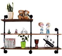 Scaffale per vino in legno massello, divisorio per libreria, armadio da parete in metallo, tubi dell'acqua, da appendere alla parete, per bar, come mensola per vino, loft, stile industriale vintage