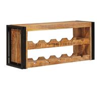 Scaffale per vino marrone, 100 x 45 x 33 cm, legno massello di mango | Stile rustico, design industriale, telai in ferro, montaggio a parete, capiente per bottiglie