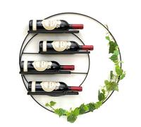 Scaffale per vino metallo parete 55 cm nero largo rotondo portabottiglie 9621...