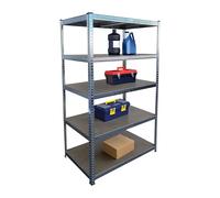 Scaffale Pesante Relaxdays, 180 x 100 x 60 cm, carico 1250 kg, 5 Ripiani MDF, scaffale per Garage, Argento