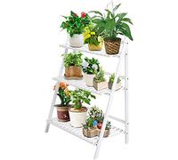 Scaffale Piante, Scala per Fiori in Legno, per Interni Balconi Esterni Giardino, 70 x 40 x 96 cm, Espositore per Piante a 3 Livelli Scaletta per Piante(bianco), Fioriera a Scala