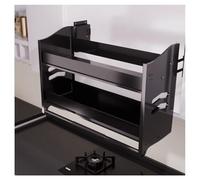 Scaffale pieghevole a 2 livelli per mobili da cucina, ripiani regolabili salvaspazio da 650 mm, soluzione di archiviazione per armadietti, facile da installare, design versatile, un colore