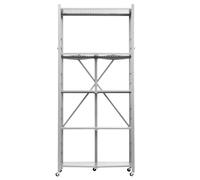 Scaffale Pieghevole a 5 Ripiani con Ruote Grigio 360 x 810 x 1830 mm