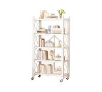Scaffale pieghevole da pavimento multistrato versatile per forno a microonde, mensola salvaspazio per soggiorno e bagno, bianco (80 x 34 x 159 cm)