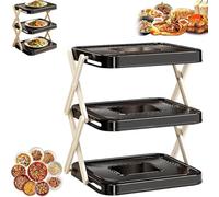 Scaffale Pieghevole For La Preparazione Degli Alimenti Da Cucina A 3 Livelli, Organizer For Vassoio Di Frutta E Verdura A Doppio Uso Montato A Parete E Da Tavolo For Pentole Calde(Black)