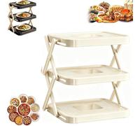 Scaffale Pieghevole For La Preparazione Degli Alimenti Da Cucina A 3 Livelli, Organizer For Vassoio Di Frutta E Verdura A Doppio Uso Montato A Parete E Da Tavolo For Pentole Calde(White)