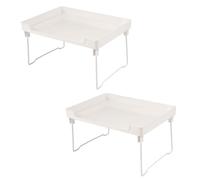 Scaffale pieghevole impilabile in plastica bianca, 31 x 22 x 17 cm | Impila più unità per massimizzare lo spazio di archiviazione verticale sul piano di lavoro della cucina o all'interno degli