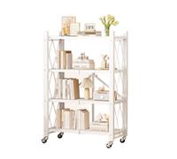 Scaffale pieghevole multistrato per forno a microonde e pentole, versatile mensola da pavimento per soggiorno e bagno, bianco, 80 x 34 x 124 cm