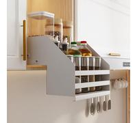 Scaffale pieghevole per armadietto, multifunzione, allungabile per bottiglie di spezie e barattoli, soluzione di archiviazione nascosta per armadio da cucina superiore