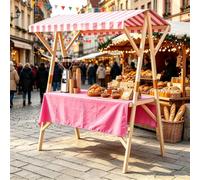 Scaffale Pieghevole Per Bancarella, Carrello Da Venditore Ambulante | Espositore Commerciale Da Esterno Con Tettoia, Per Vendita Ambulante, Mercati Contadini E Fiere,Pink 1,150cm/59in