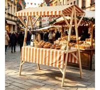 Scaffale Pieghevole Per Bancarella, Carrello Da Venditore Ambulante | Espositore Commerciale Da Esterno Con Tettoia, Per Vendita Ambulante, Mercati Contadini E Fiere,Orange 1,150cm/59in