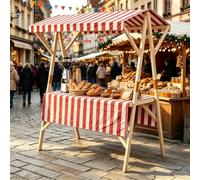 Scaffale Pieghevole Per Bancarella, Carrello Da Venditore Ambulante | Espositore Commerciale Da Esterno Con Tettoia, Per Vendita Ambulante, Mercati Contadini E Fiere,Red 1,150cm/59in