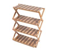 Scaffale pieghevole per scarpe Tavolo pieghevole portatile da esterno in legno di olmo a quattro strati, for riporre utensili cucina, con borsa portaoggetti, for campeggio e picnic(Color 1)