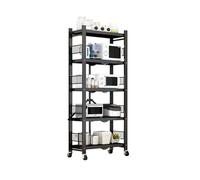 Scaffale pieghevole resistente con ruote di bloccaggio, organizer salvaspazio in metallo per utensili da cucina, microonde, pentole e utensili, facile da montare, carrello portatile nero, grigio