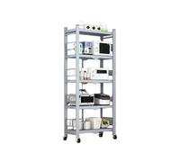Scaffale pieghevole resistente con ruote di bloccaggio, organizer salvaspazio in metallo per utensili da cucina, microonde, pentole e utensili, facile da montare, carrello portatile nero, grigio