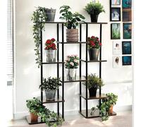 Scaffale porta fiori metallo nero 6 piani 100 cm legno 96584 scala fiori scaf...
