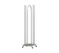 Scaffale Porta-Grucce Impilabile A Quattro Lati con Ruote Solide, Può Contenere Fino A 120 Grucce, Scaffale Porta 2 in 1 per Negozi Di Abbigliamento, Negozi Specializzati(Silver,L)