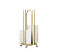 Scaffale Porta-Grucce Impilabile A Quattro Lati con Ruote Solide, Può Contenere Fino A 120 Grucce, Scaffale Porta 2 in 1 per Negozi Di Abbigliamento, Negozi Specializzati(Gold,S)