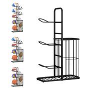 Scaffale Porta Palloni Da Basket, Rastrelliera Verticale Per Palloni Baske, Cestello Portaoggetti Incluso, Piedini Regolabili, Adatto Per Pallavolo, Calcio E Pallacanestro, Porta Palloni Da Basket